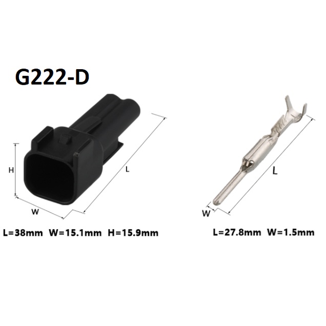 G222-Giắc cắm dây nịt chống thấm 1.5MM 2 lỗ