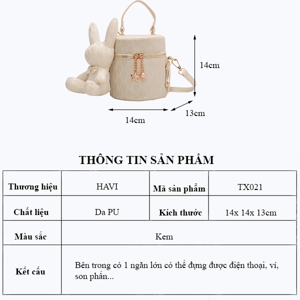 Túi Xách Nữ Đi Chơi, Đi Làm Đeo Chéo, Xách Tay Thời Trang Cao Cấp Havi TX021