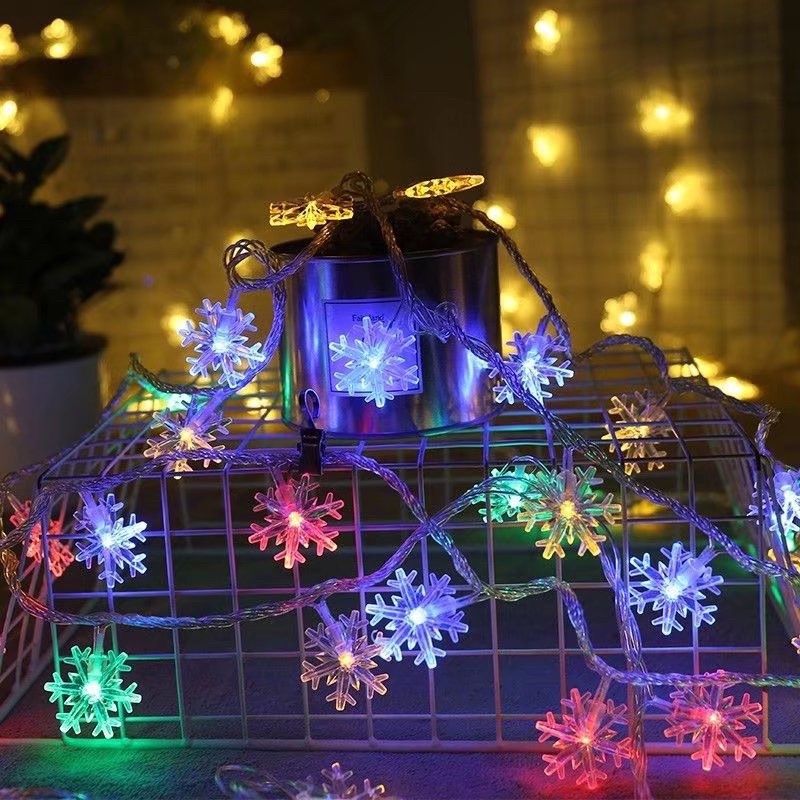 Dây đèn led trang trí cây thông Noel hình bông tuyết