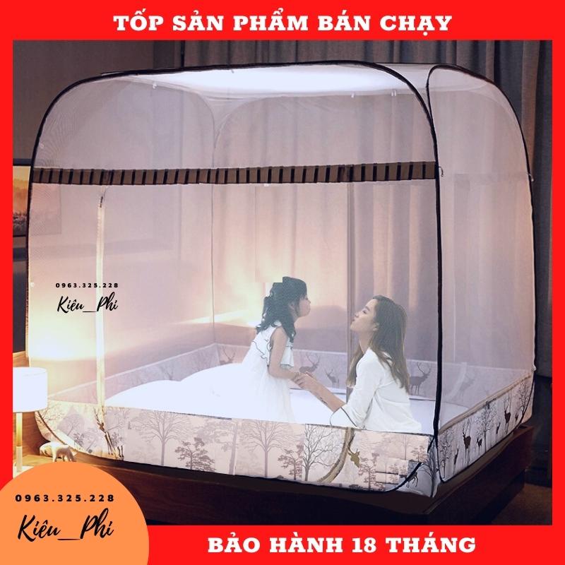 Màn Mùng chụp tự bung đỉnh vuông người lớn cao cấp gấp gọn thông minh tiện dụng cho gia đình BH 18 tháng