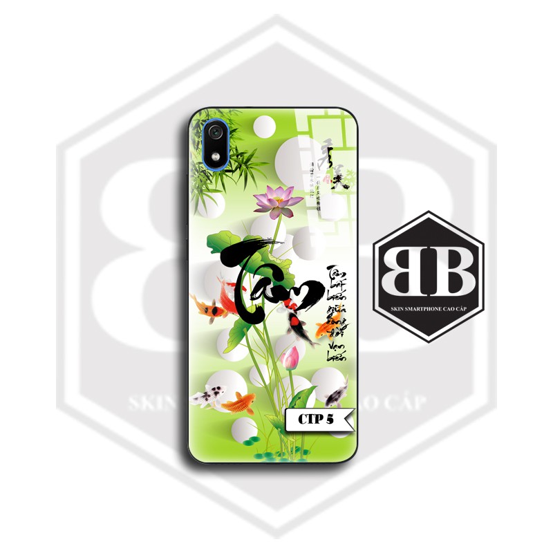 Ốp lưng kính cường lực Xiaomi Redmi 7 / Redmi Note 7 / Redmi 7A / Mi 7 Mi 8 chữ thư pháp