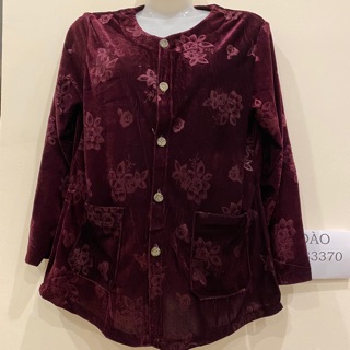 Áo sơmi dài tay vải nhung hoa cho người già