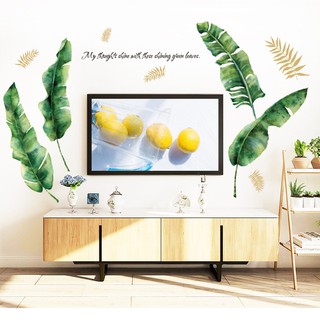 decal dán tường lá xanh