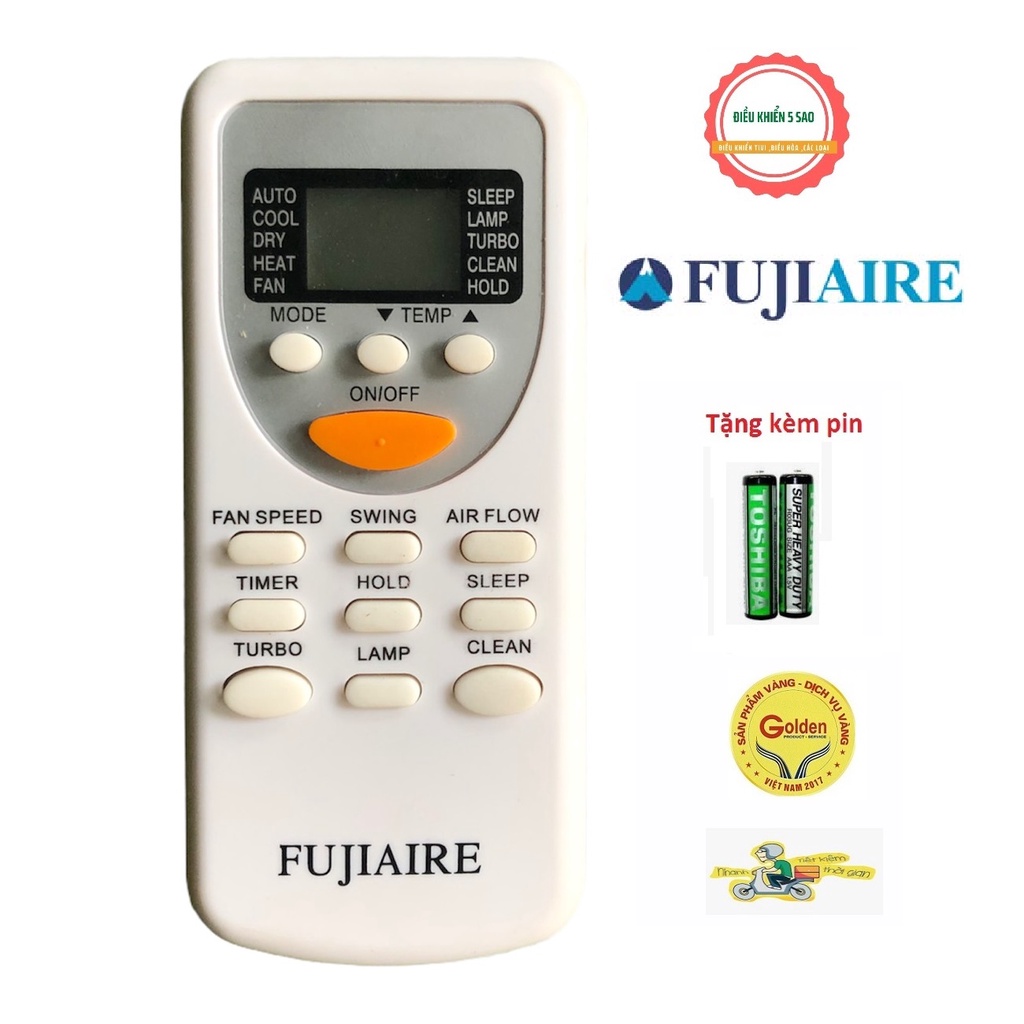 Điều khiển điều hòa FUJIAIRE JH/JT-03 nút cam ở giữa - Tặng kèm pin chính hãng - Remote FUJIAIRE JH/JT-03