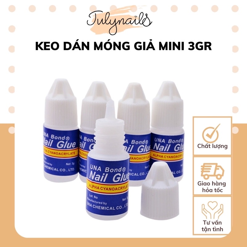 Keo dán móng giả siêu chắc nail glue 3gr 1 chai nhỏ gọn gắn nail box móng úp thiết kế giá rẻ siêu bền julynails.vn