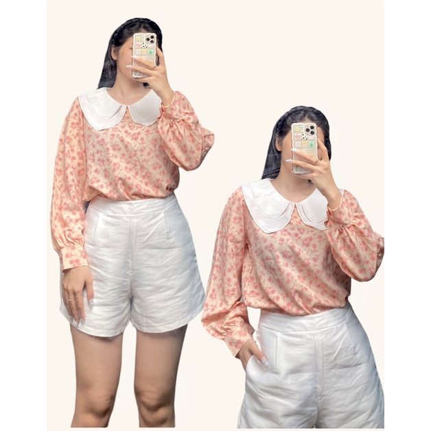 THANH LÝ - KÝ GỬI ÁO CỔ BÈO VINTAGE HỒNG HOẠ TIẾT