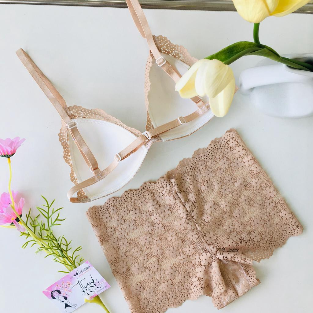 Sét đồ lót ren ALA BRALETTE sexy quần đùi hoa gồm áo+quần