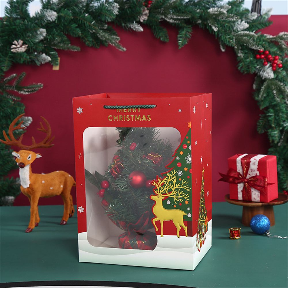 Set 1/10 Hộp Đựng Quà Tặng Trong Suốt In Họa Tiết Giáng Sinh