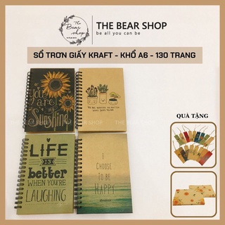 Sổ tay ghi chép handmade vintage - Khổ A6 bìa cứng giấy kraft - The Bear Shop