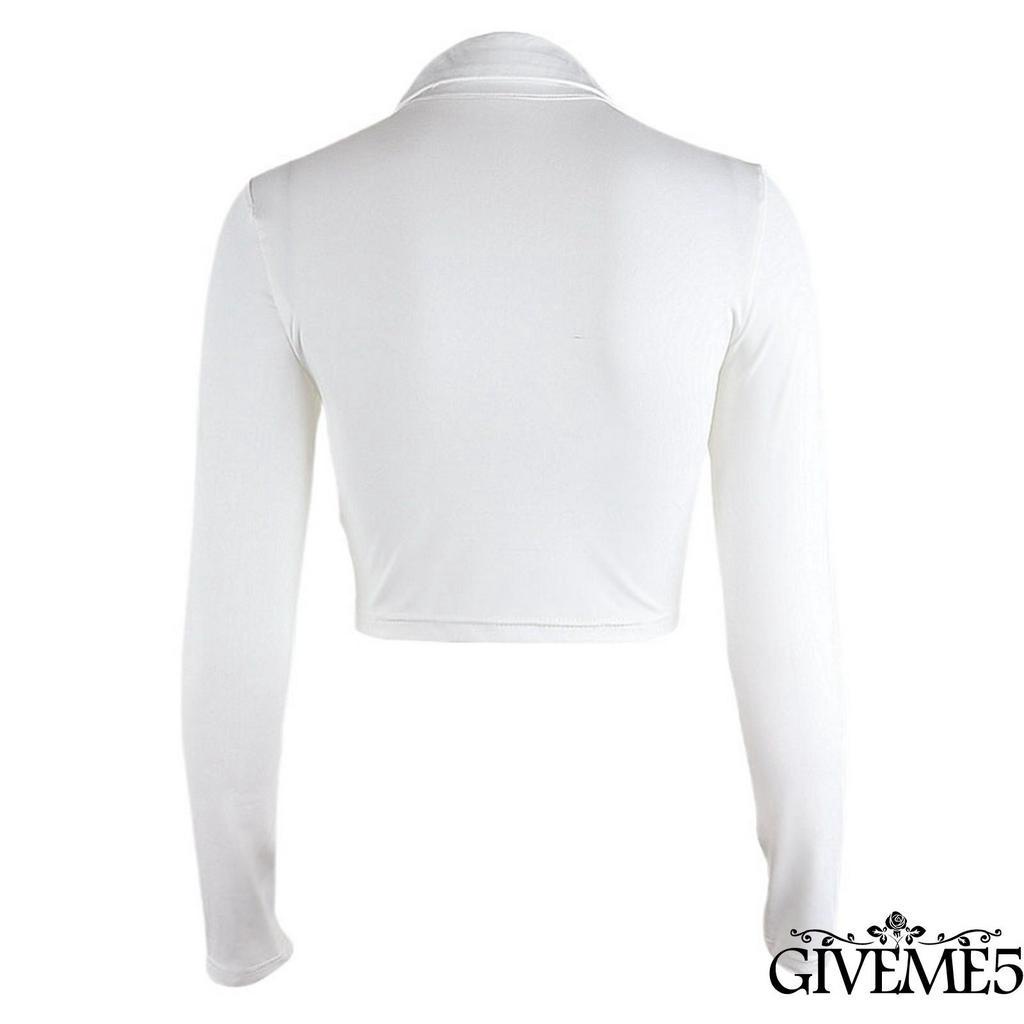 Áo lửng kiểu sơ mi dài tay màu trơn dành cho nữ