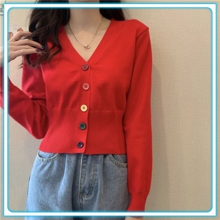 Áo khoác cardigan thun len tay dài dệt kim dễ phối đồ cho nữ