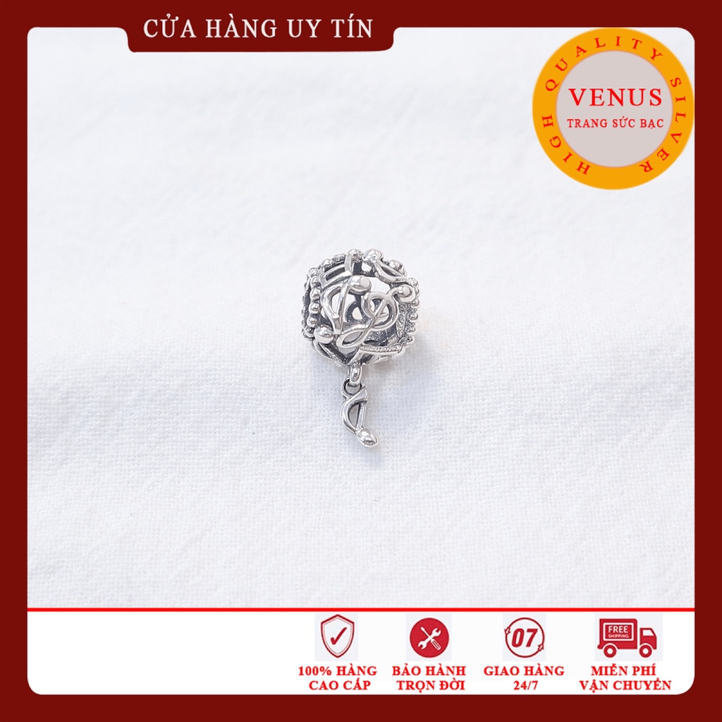 [Charm bạc 925 cao cấp] Charm bạc hình cầu họa tiết nốt nhạc- Mã sản phẩm VENUSCNN