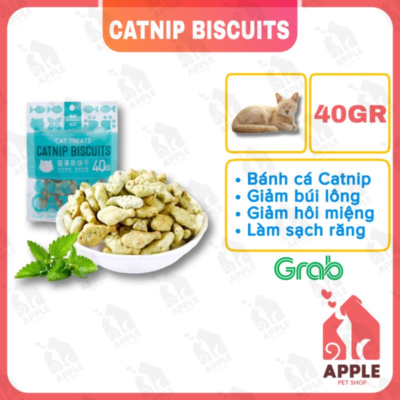 [CATNIP BISCUITS] [40GR] Bánh cá catnip - bánh thưởng cho mèo giảm búi lông, hôi miệng, làm sạch răng