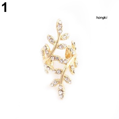 Khuyên kẹp vành tai hình chiếc lá đính đá phong cách punk dành cho nữ