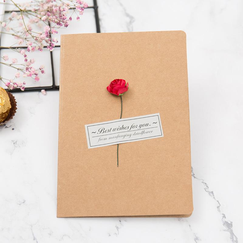 Thiệp giấy kraft giấy hoa khô chúc mừng lễ hội, ngày nhà giáo, tặng người thân 16*11 cm