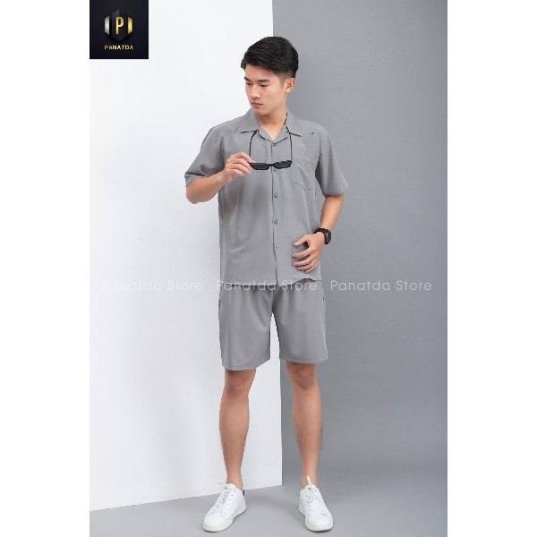 Bộ đồ đi biển nam đồ bộ nam cao cấp chất liệu vải lụa gió sợi tre thoáng mát | BigBuy360 - bigbuy360.vn