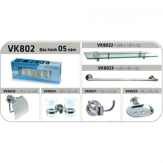 Bộ phụ kiện phòng tắm inox 304 món vicki vk802
