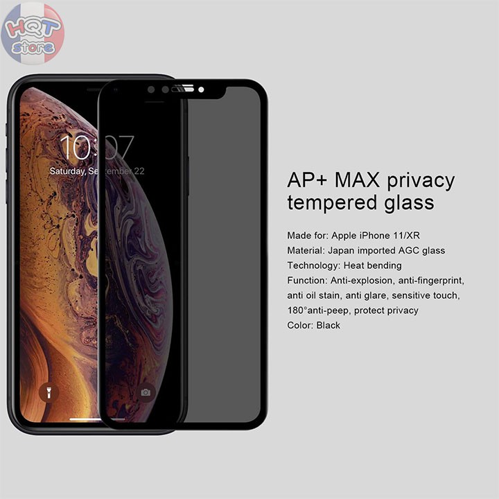 Kính cường lực chống nhìn trộm Nillkin 3D AP+ Max Iphone 11 / XR 6.1 inch