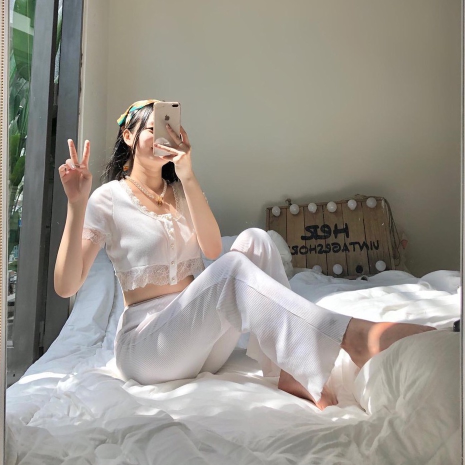 𝐂𝐎𝐒𝐈𝐌𝐀 𝐂𝐑𝐎𝐏Áo Croptop phối ren thun co giãn dáng oversize crop