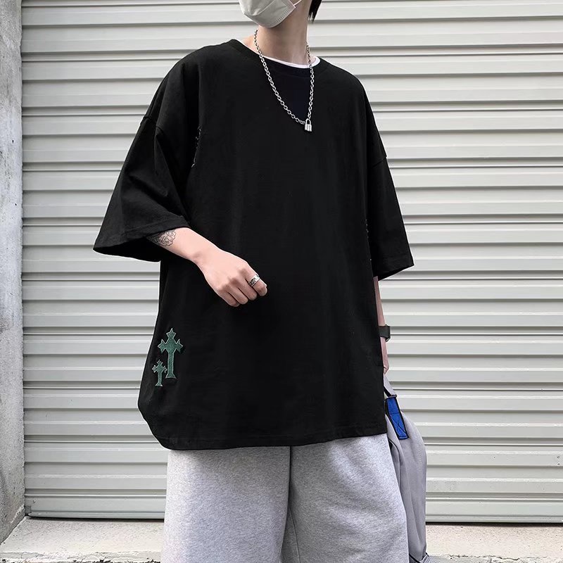 Áo Thun Tay Ngắn Dáng Rộng Cỡ Lớn Thoải Mái Thời Trang Mùa Hè Phong Cách Hip Hop Hàn Quốc Cho Nam size M-2XL