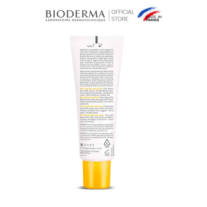 Kem chống nắng giảm bóng nhờn cho mọi loại da Bioderma Photoderm Aquafluide SPF50+ Claire 40ml [Màu da Tự nhiên]