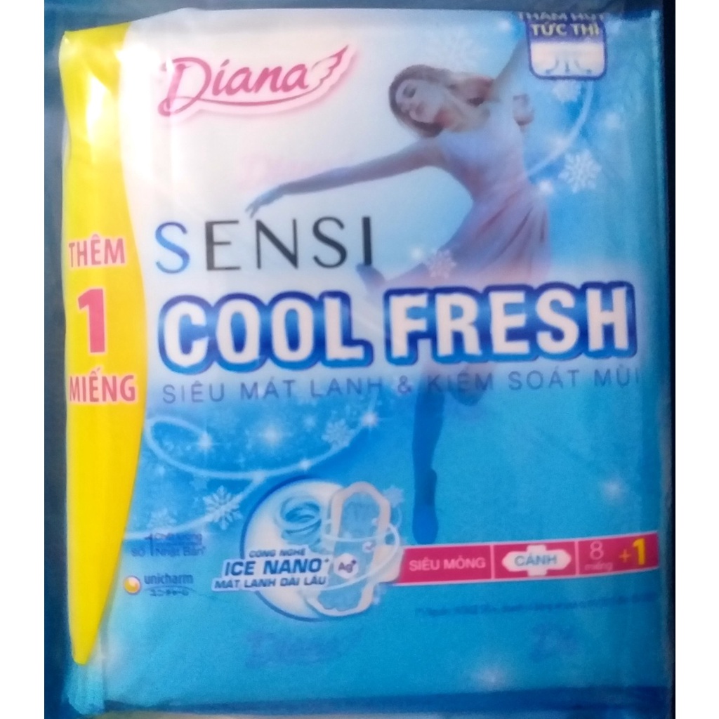 {HÀNG TẶNG}-COMBO 6 GÓI BVS DIANA SENSI COOL FRESH MỎNG CÁNH, GÓI 8 MIẾNG DÀI 23CM