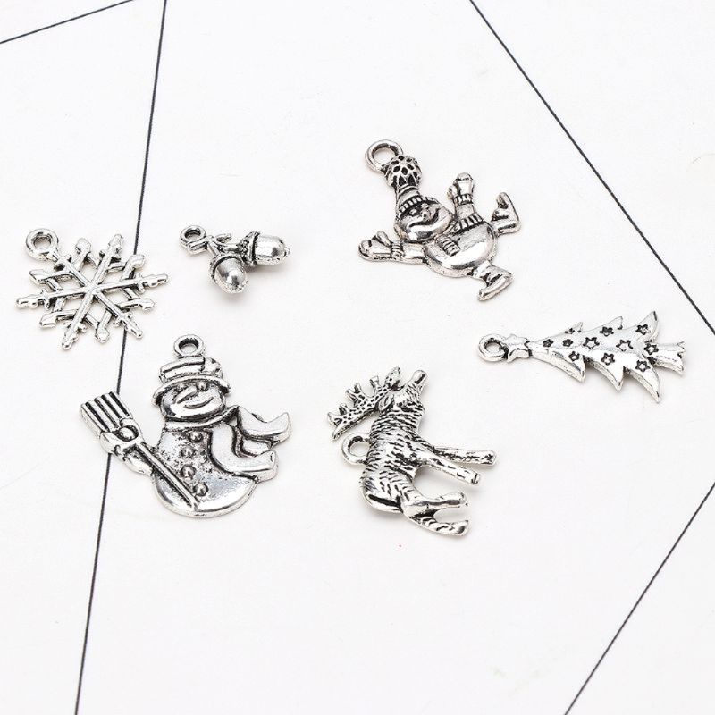 Set 6 mặt Vòng cổ bạc phong cách giáng sinh DIY