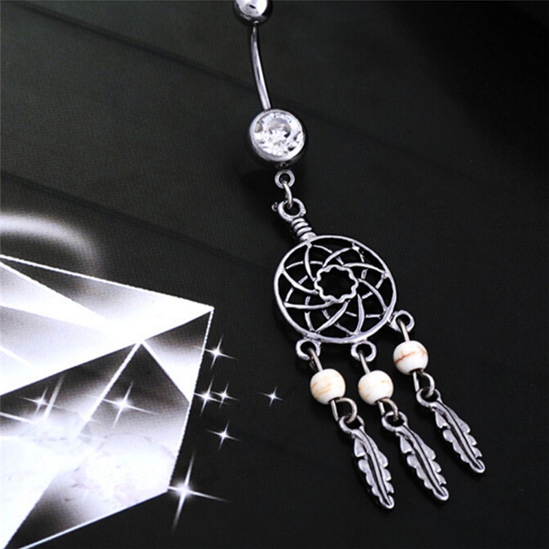 Khuyên rốn đính đá sang trọng bằng thép y tế