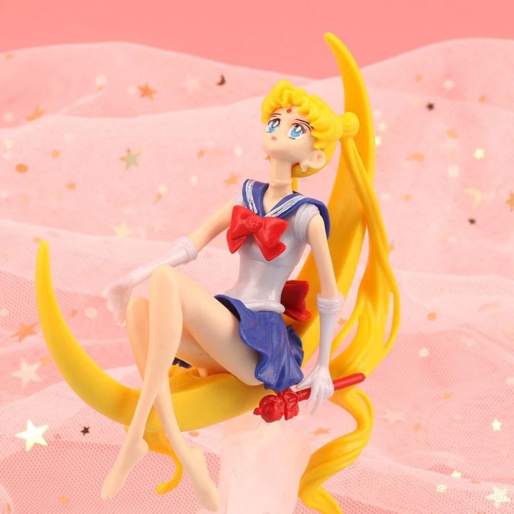 REBUY1 Sailor Moon Mô Hình Thủy Thủ Mặt Trăng 15CM Trang Trí Bánh Kem Cho Bé