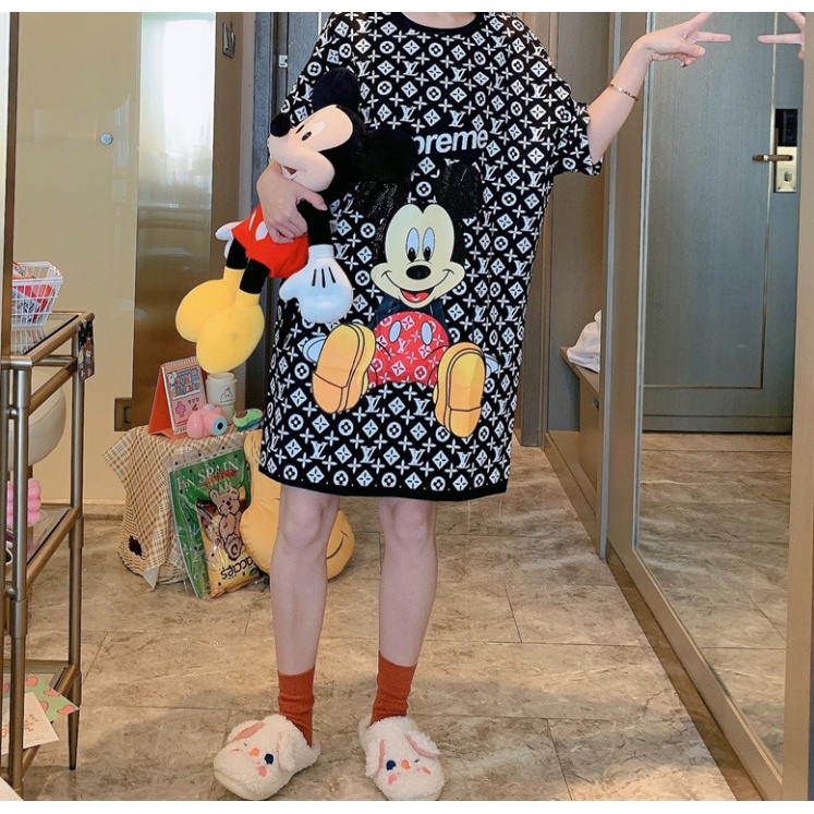 Đầm Mặc Nhà, Mặc Ngủ Dài Hoạt Hinh Disney Vải Thun Mềm Mịn Thoáng Mát Họa Tiết Dễ Thương V38030 | BigBuy360 - bigbuy360.vn