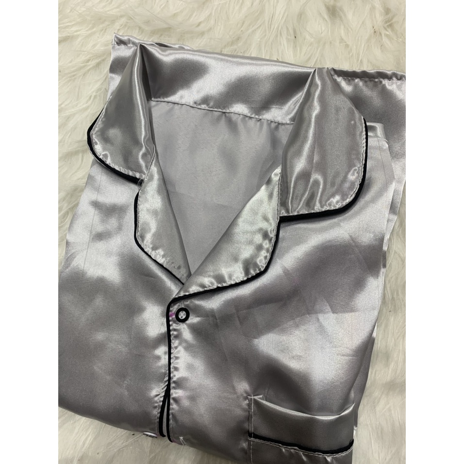 Bộ đùi lụa phi cộc tay nữ Set quần shorts đùi kèm áo ngắn đồ ngủ pizama chạy viền trơn màu basic ulzzang Ailee