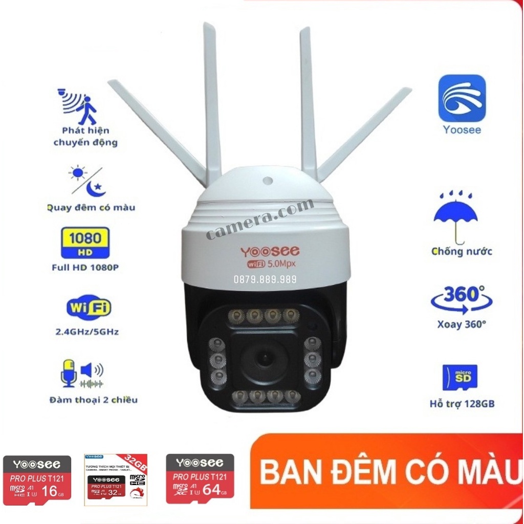 Camera yoosee ngoài trời Ptz 14led quay quét 360 độ, chịu nắng mưa, có màu ban đêm
