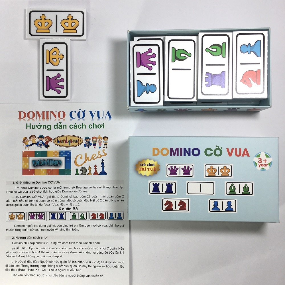 Domino Cờ vua DƯƠNG SINH, 28 quân, đồ chơi tích hợp 2 boardgame trí tuệ cho trẻ em