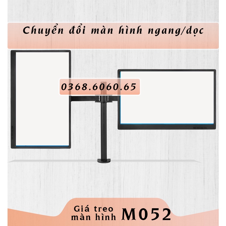 M052 - Giá Treo Hai Màn Hình/ Giá Đỡ Hai Màn Hình máy tính- Kẹp Bàn [Màn hình 17–27inch] [ Rẻ Hơn NB F160 / NB H180 ]