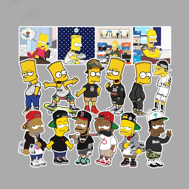 Set 50 Miếng Dán Trang Trí Hình Nhân Vật The Simpsons Hoạt Hình Dễ Thương