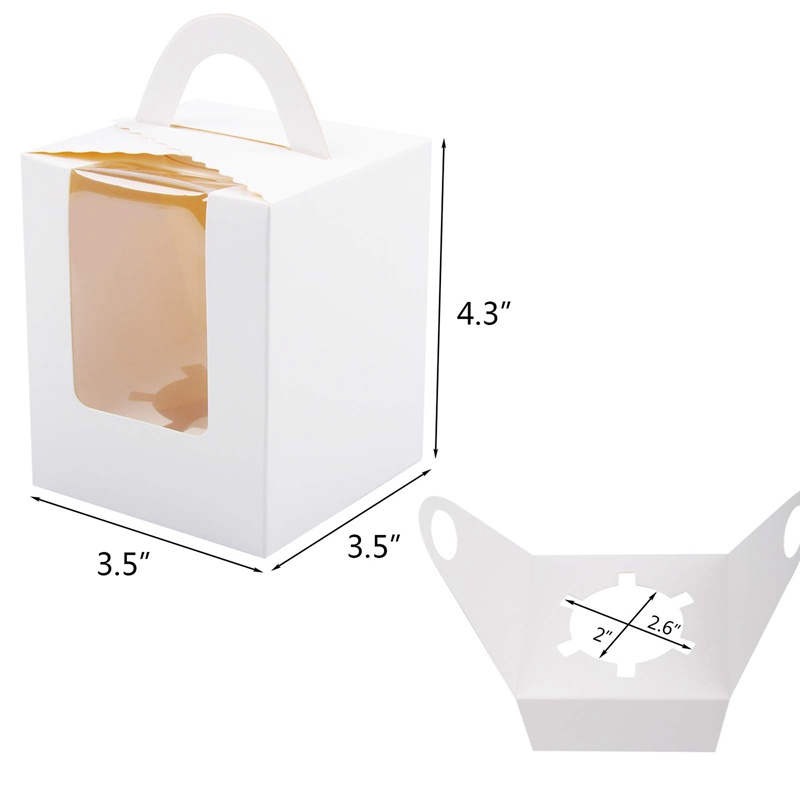 Set 50 Hộp Đựng Bánh Cupcake Màu Trắng Có Cửa Sổ Tiện Dụng