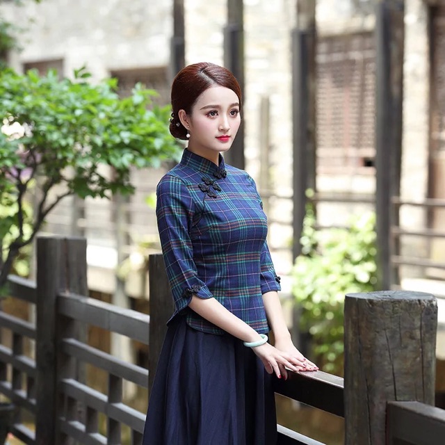 Áo sườn xám tay lỡ PMS55