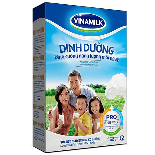 SỮA BỘT NGUYÊN KEM CÓ ĐƯỜNG VINAMILK DINH DƯỠNG HỘP 400G