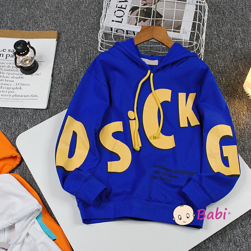 Áo Hoodies dài tay in chữ cho bé trai, Áo Hoodies thu đông cotton cao cấp thời trang Hàn Quốc từ size đại 20kg-52kg