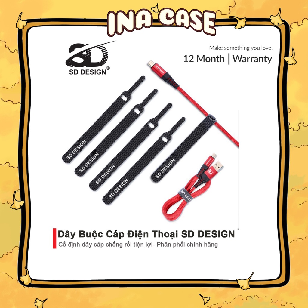 Dây Quấn Tai Nghe, Cáp Sạc Điện Thoại chính hãng SD Design cố định dây cáp chống rối tiện lợi