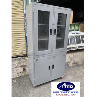 Tủ sắt hồ sơ kính đựng tài liệu văn phòng dày dặn sơn tĩnh điện giá rẻ tại xưởng- giao hàng nhanh