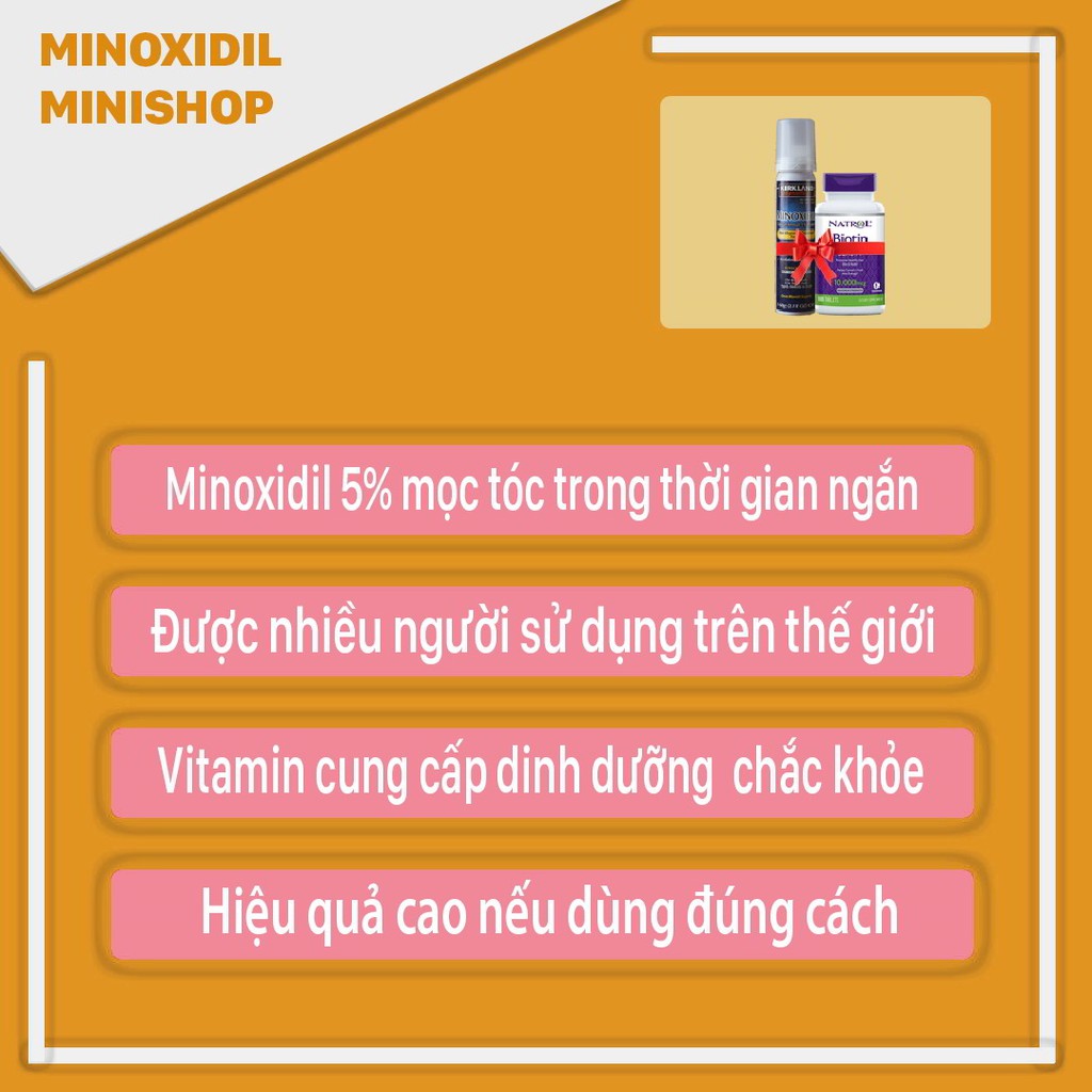 Minoxidil 5% Bọt (Foam) Mọc Râu Tóc kết hợp Biotin