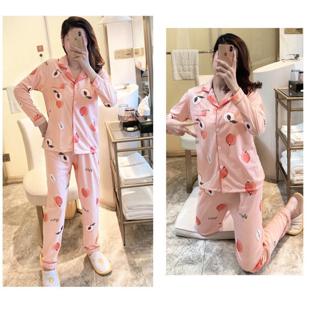 Quần áo ngủ,  Bộ ngủ pijama quả đào hồng dài tay dày dặn | BigBuy360 - bigbuy360.vn