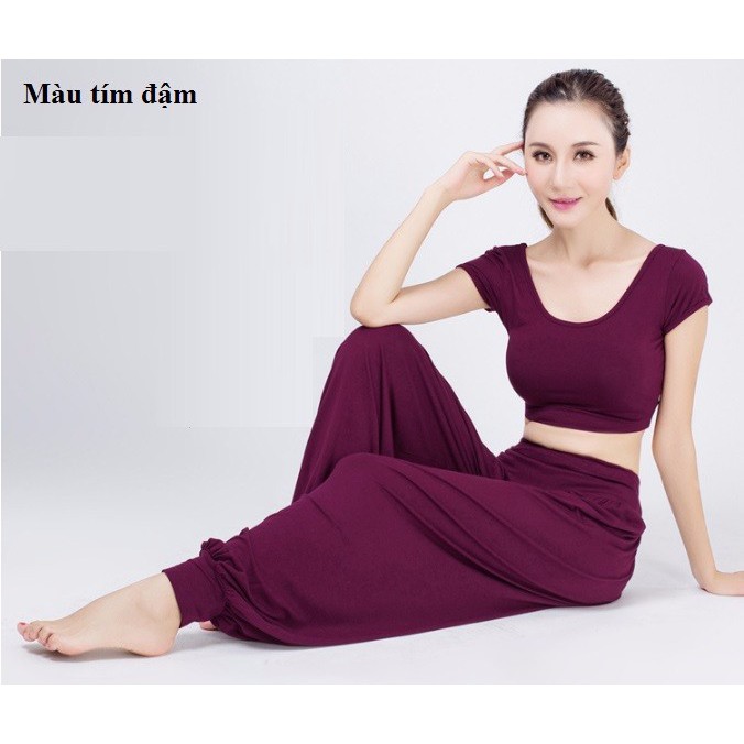 BT708 Bộ tập yoga, gym chất cotton thun thấm hút mồ hôi nhanh khô hàng nhập