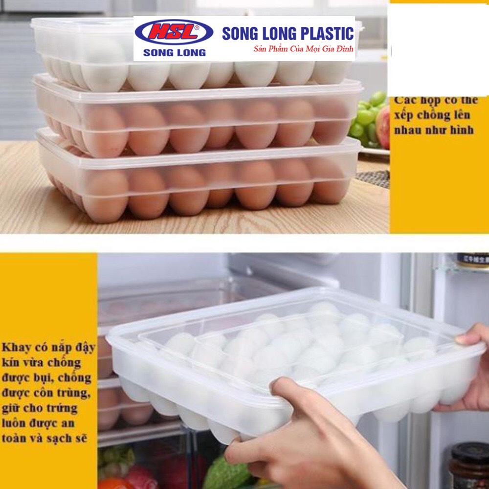Khay đựng trứng 24 quả việt nhật, khay đựng trứng có nắp đậy bảo quản tủ lạnh
