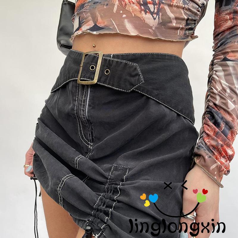 Chân Váy Ngắn 2 Dây Rút Lưng Cao Dáng Ôm Thời Trang Cho Nữ