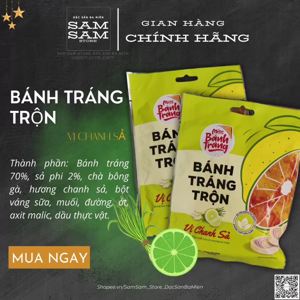[Mới] Bánh Tráng Trộn Bịch Trọng Lượng 23g Vị Chanh Sả