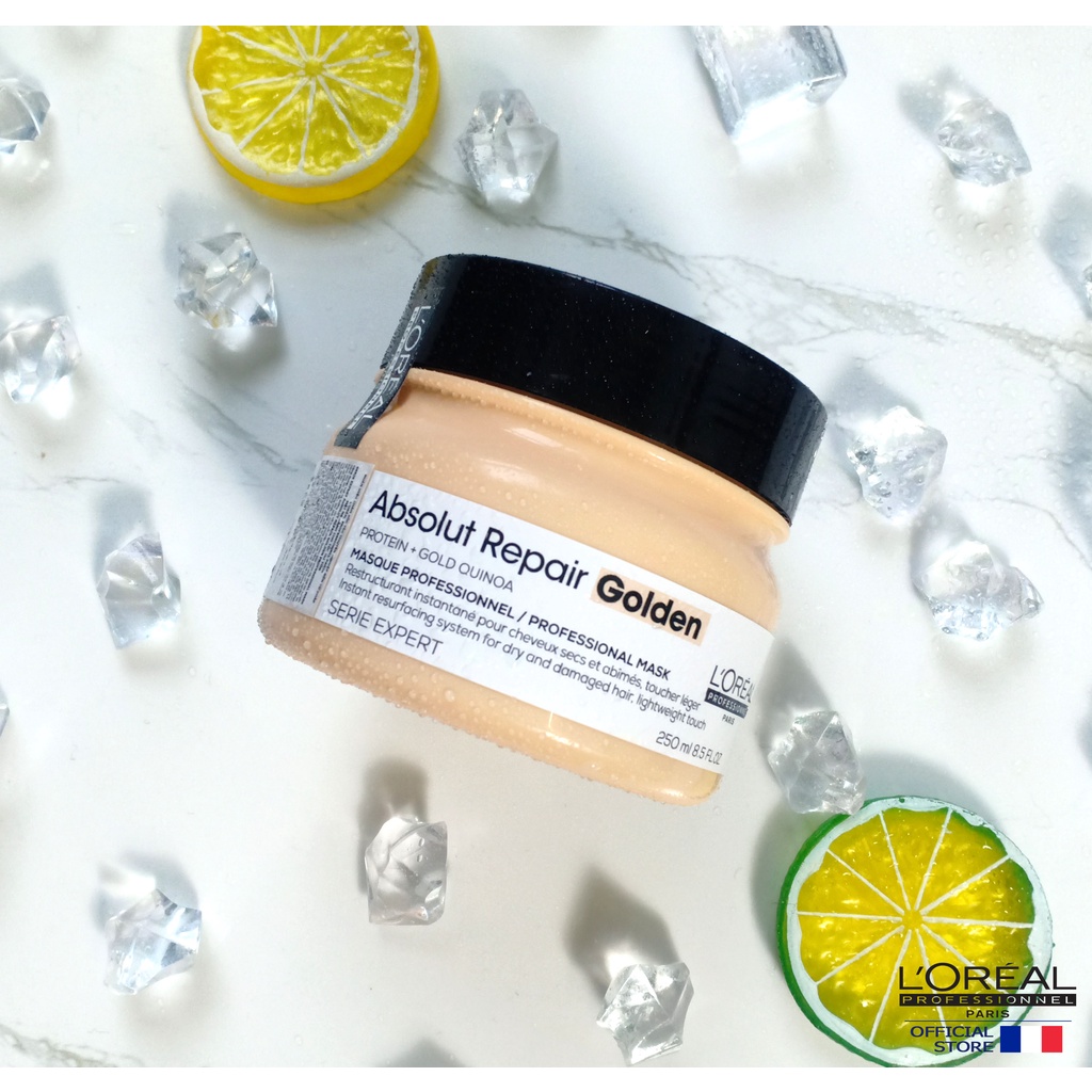 Dầu Hấp Nhũ Vàng Phục Hồi Hư Tổn Toàn Diện Loreal Professionnel - Absolut Repair Golden 250ml