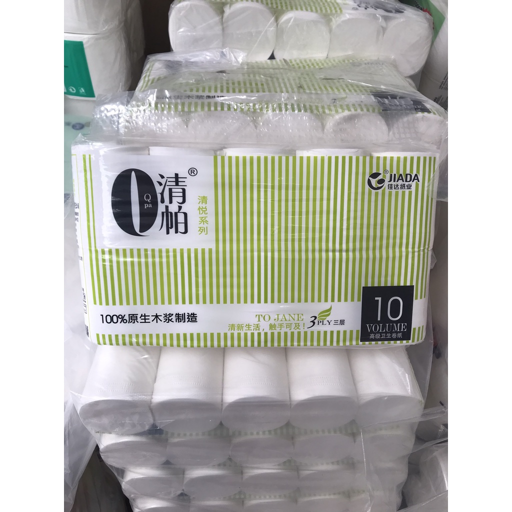 Giấy vệ sinh không lõi hàng nội địa Trung, bịch 10 cuộn hàng loại 1 trắng dai mềm