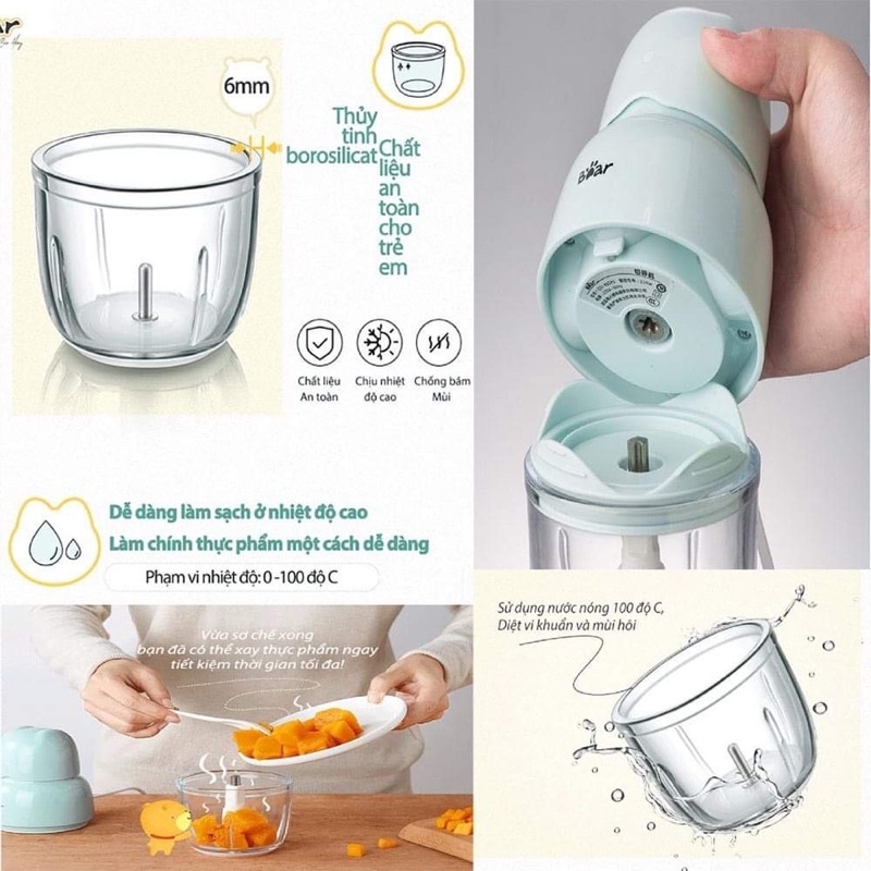 Cối thủy tinh thay thế máy xay bear 0,3l